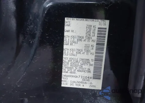 2016 Nissan Frontier Desert Runner/S/Sl/Sv из США, поврежденный, VIN 1N6AD0ERXGN731044